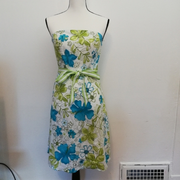 Dresses & Skirts - Faith Passion Green Floral Print Strapless Dress